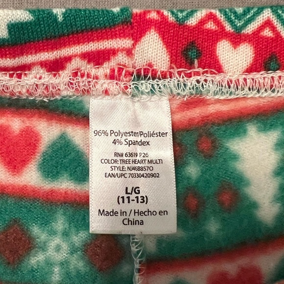 Women’s, Christmas Print  Leggings, Red,Grn & White, Reindeer, Fir Trees, Sz. LG - Picture 7 of 8
